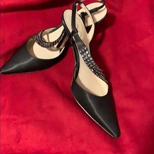 Black satin shoes